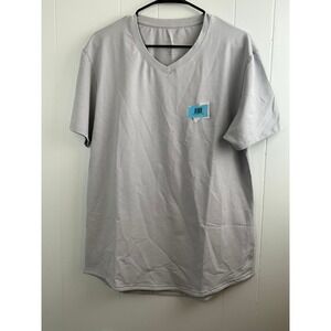 BYLT Premium Basics Lux V-Neck T-Shirt Mens Large Gray Curved‎ Hem Short Sleeve